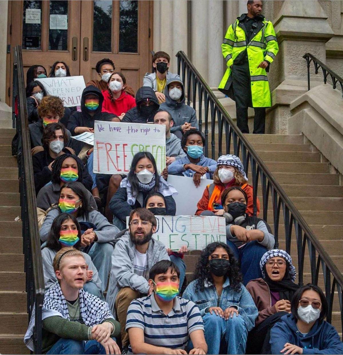 Vanderbilt University students protest for Palestine by occupying Kirkland Hall, February 2024.