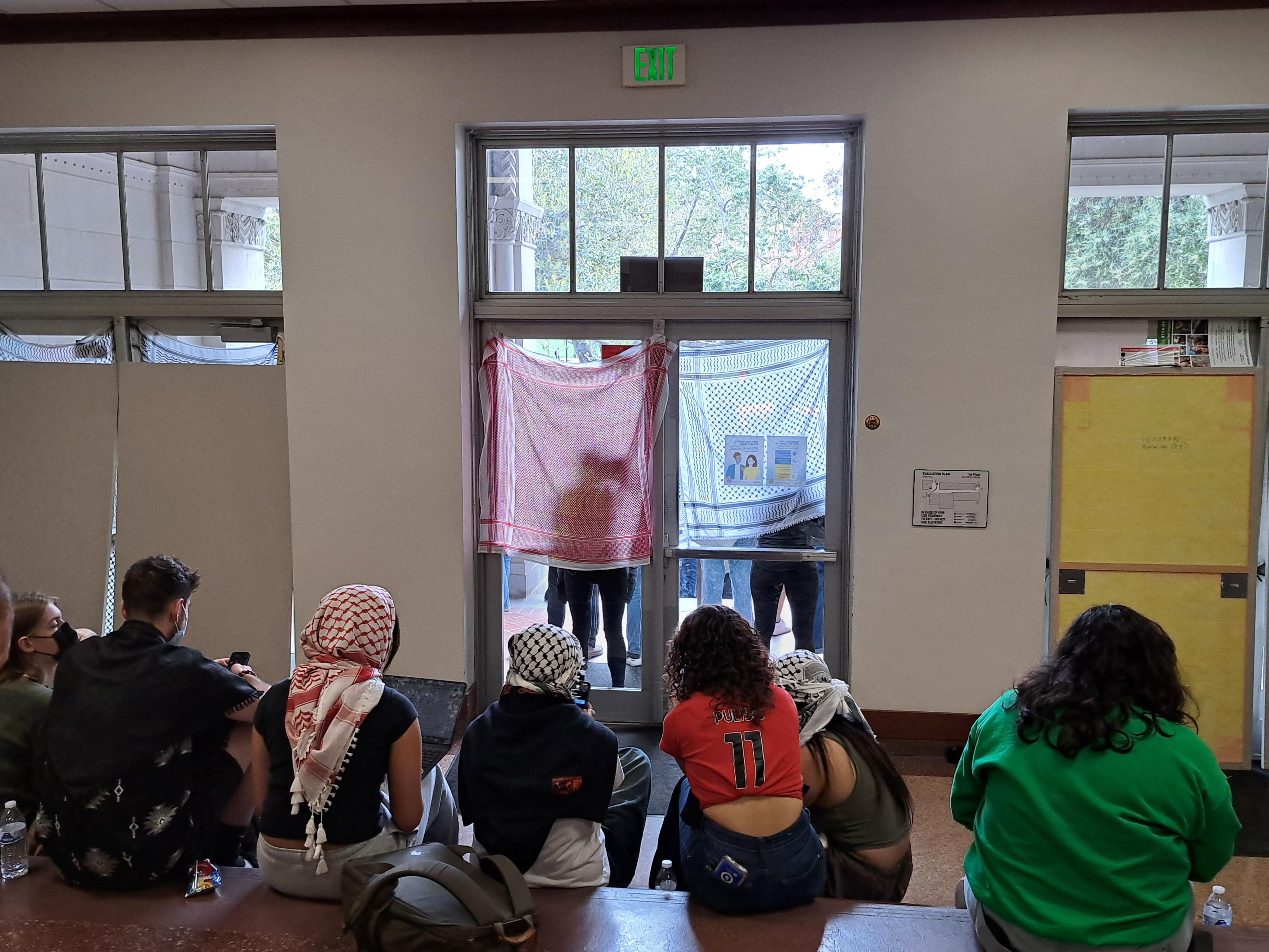 May 23, 2024 - Inside the temporary building takeover at Dodd Hall, UCLA