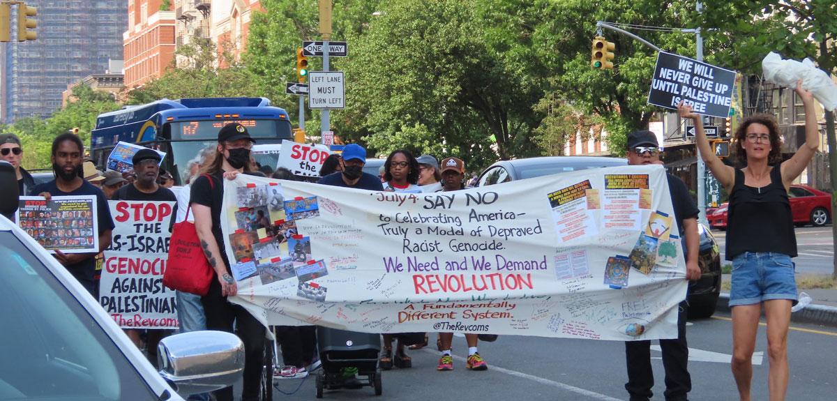 Marching in Harlem, New York City on July 4 with No to Celebrating America