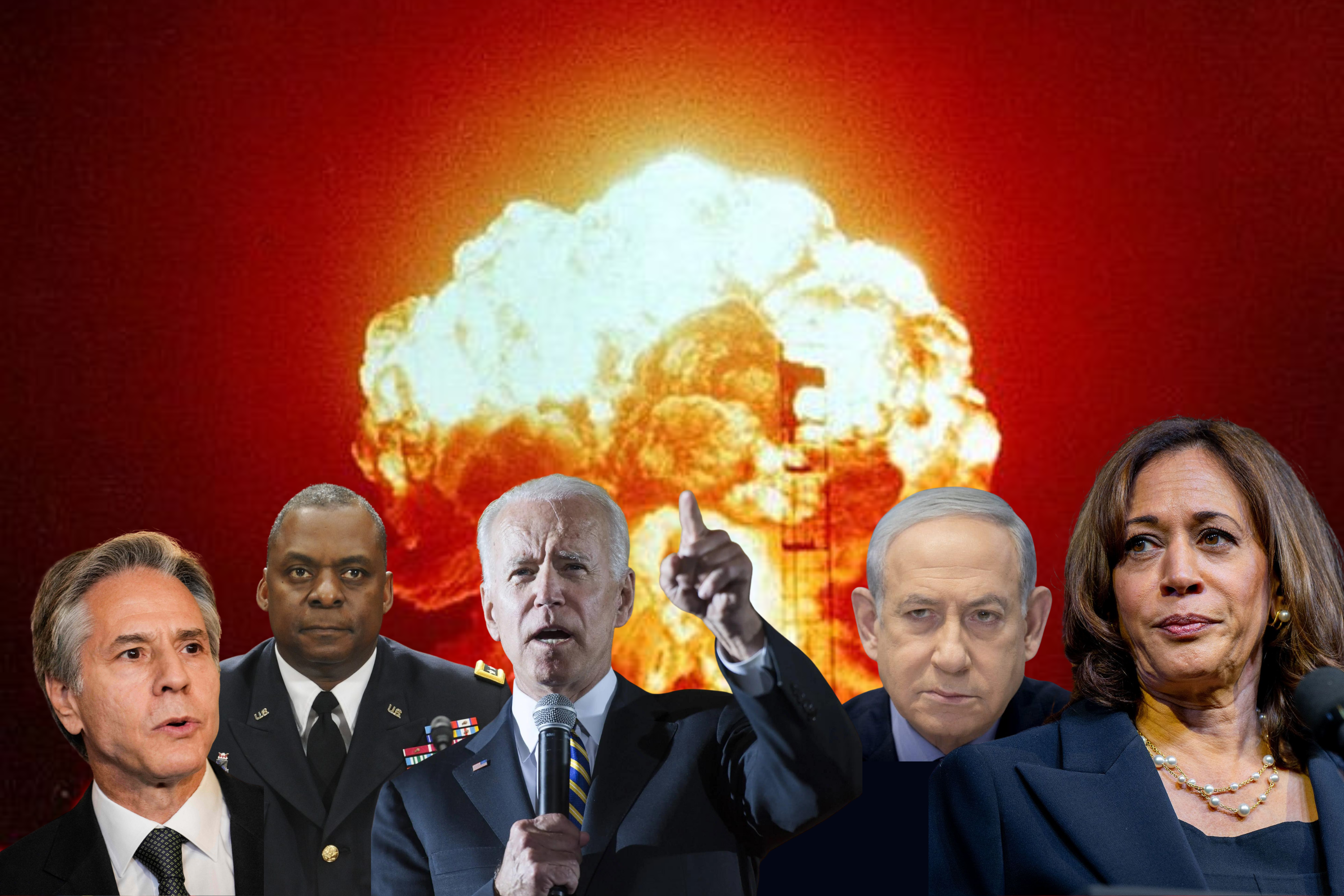 Blinken, Austin, Biden, Netanyahu, Harris
