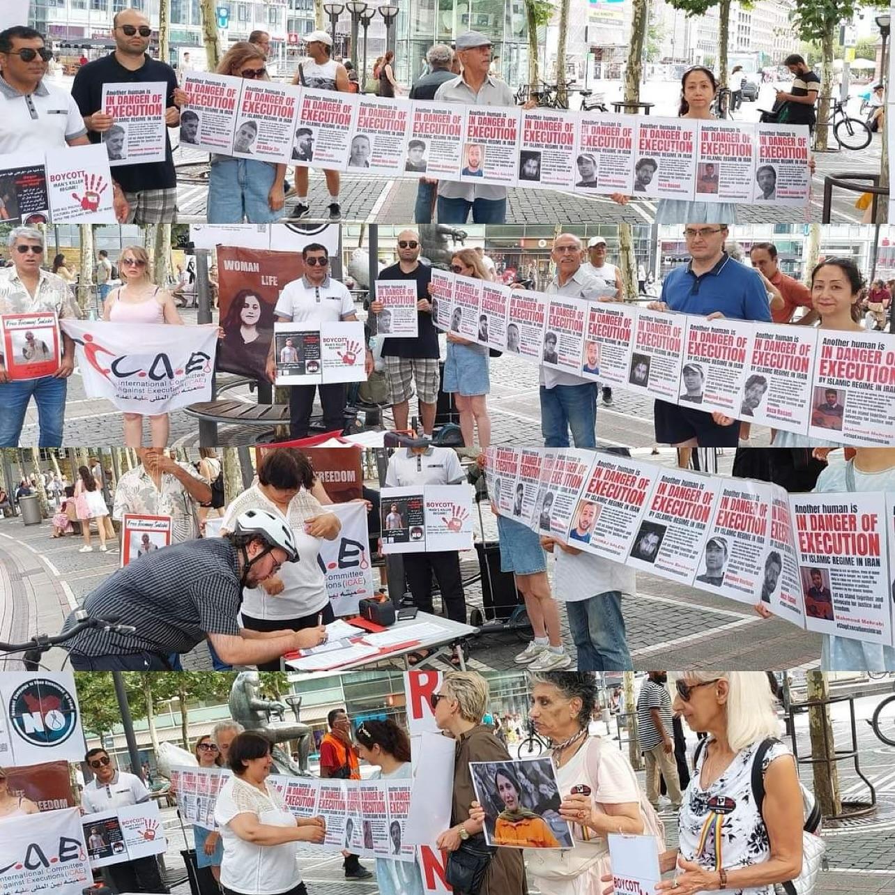 Frankfurt, Germany: Composite image of weeklly demonstrations for Iran political prisoners.