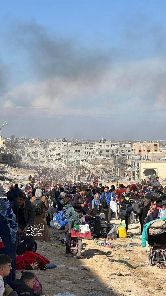 Palestinians who have survived starvation, devastation, and lack of medical care, force marched out of north Gaza in 2024.