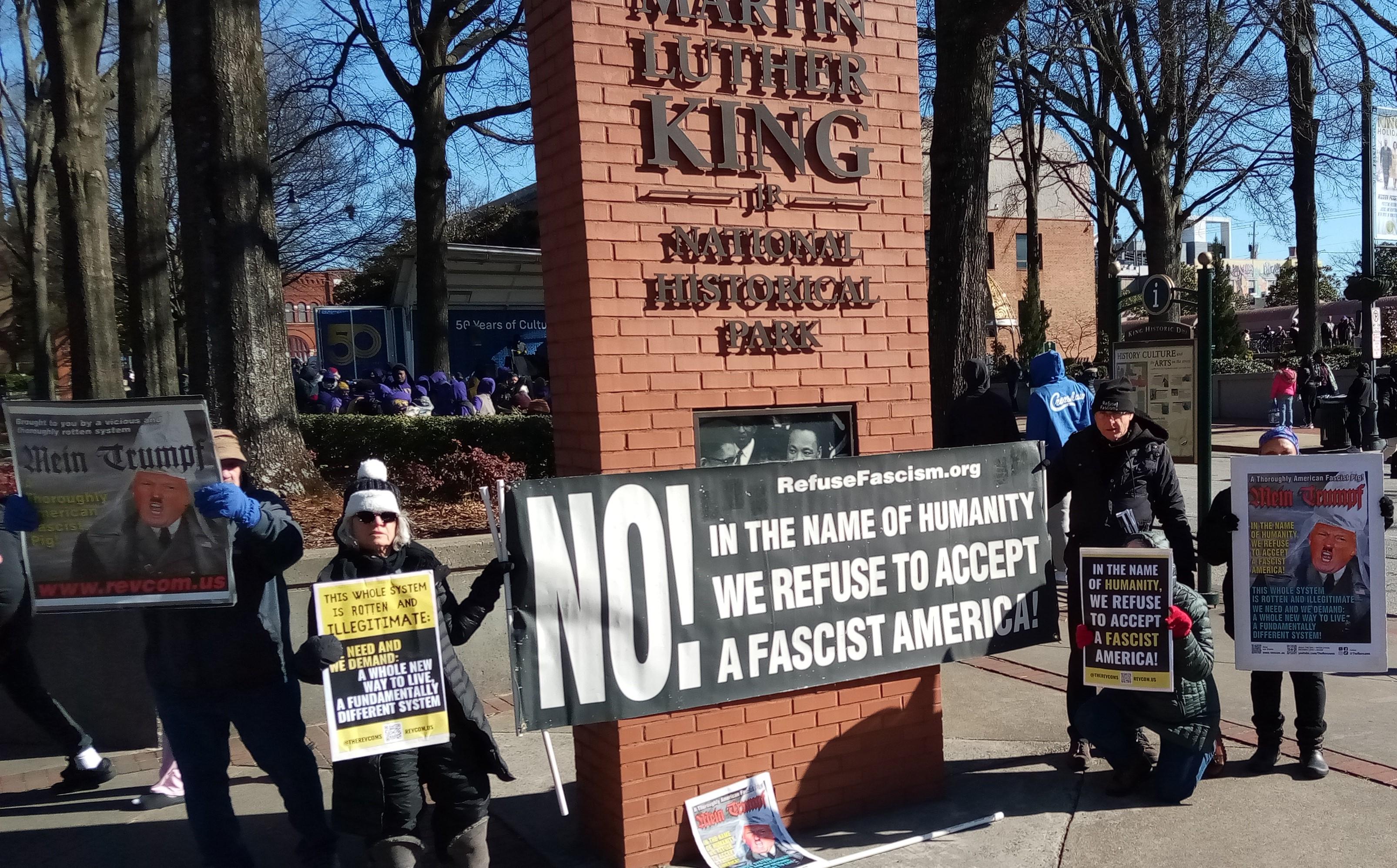 Atlanta, Georgia: Revcom Corps protest inauguration, January 20, 2025.