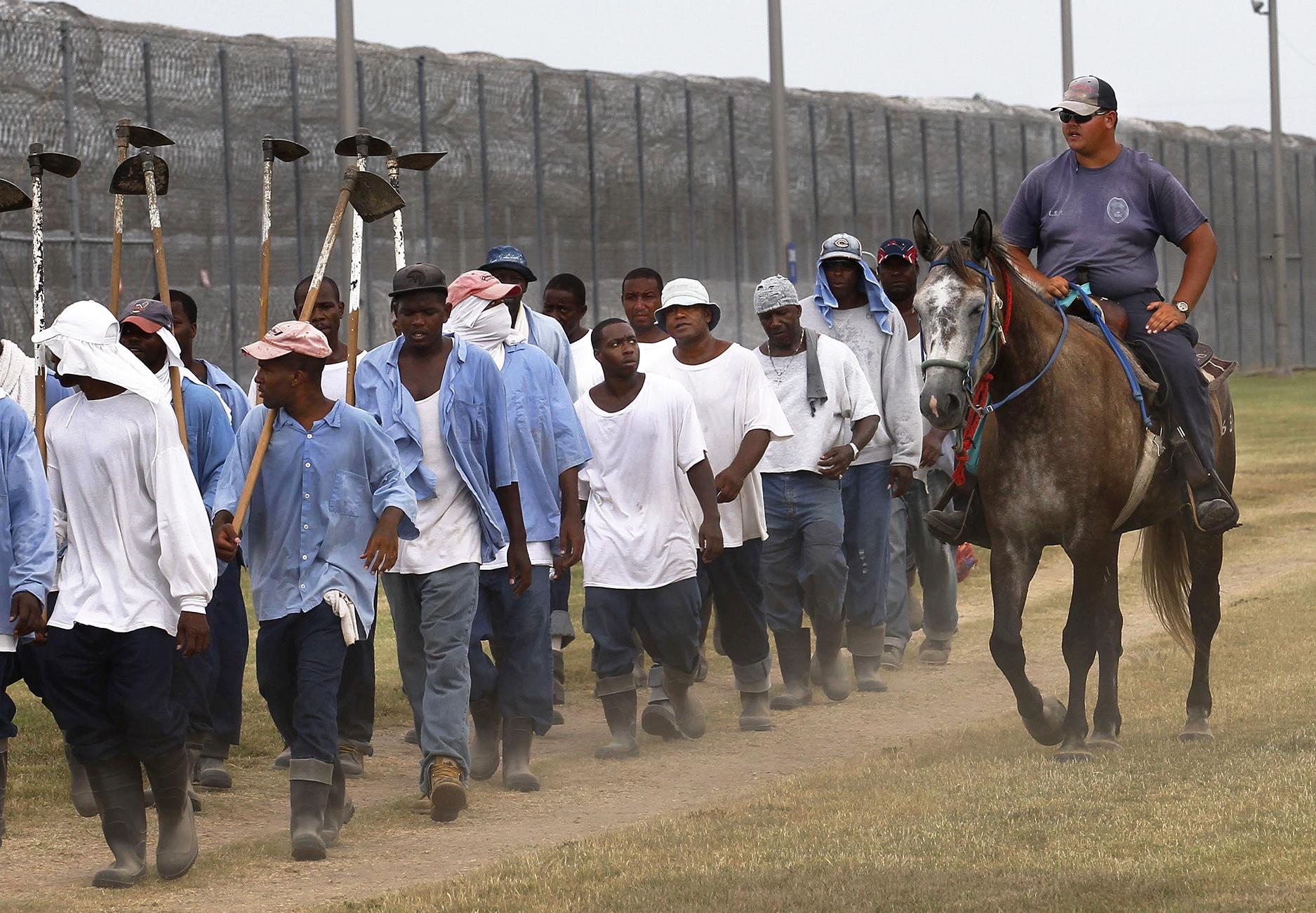 Angola prison labor leased out by states to plantations, mines, and railroads, August 8, 2011.