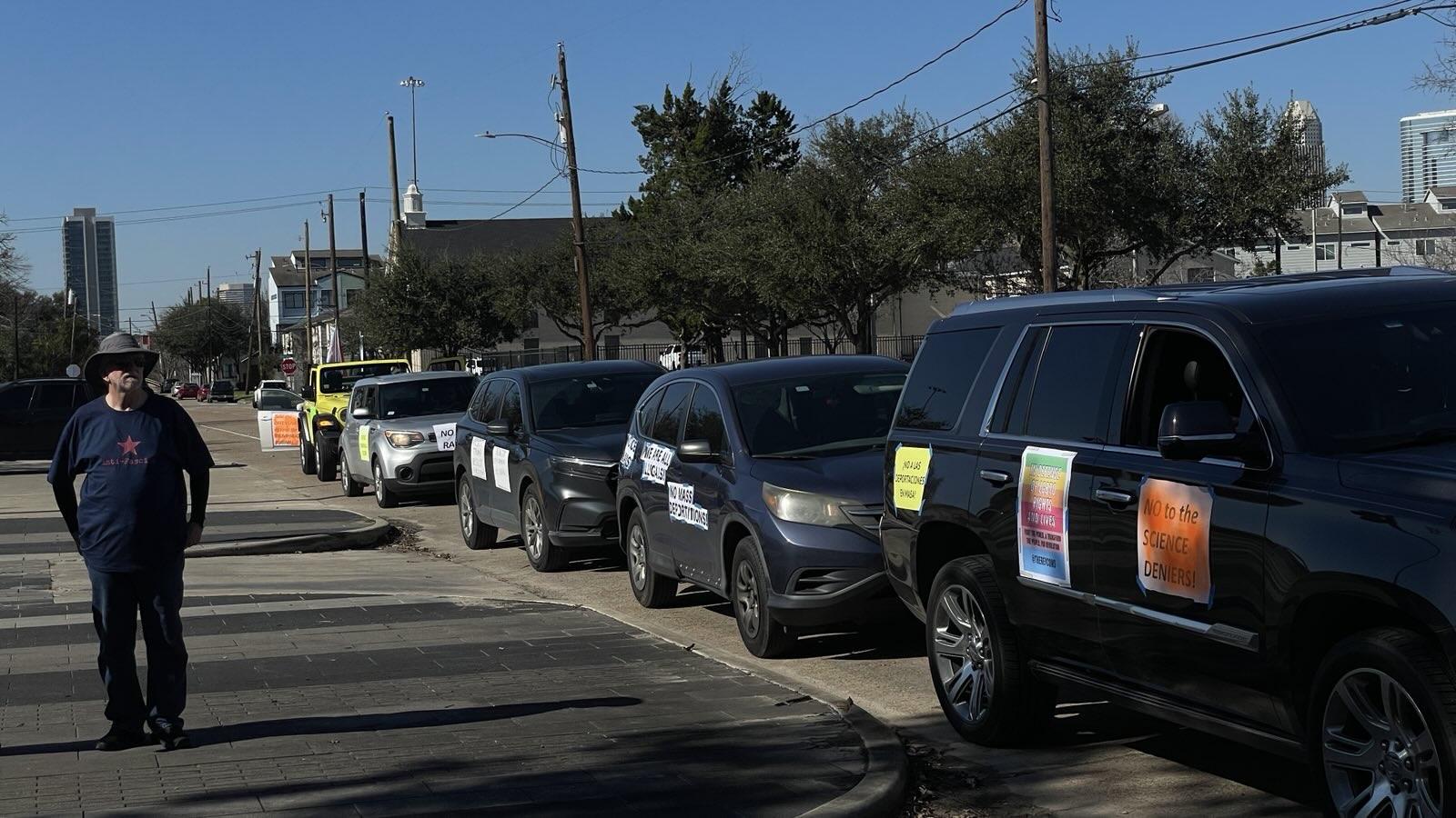 Houston--lining up for car caravation on February 1