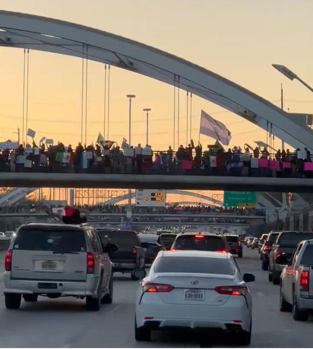 February 2, 2025, 22,000 people marched through Houston in support of immigrants, taking over bridges and stalling traffic