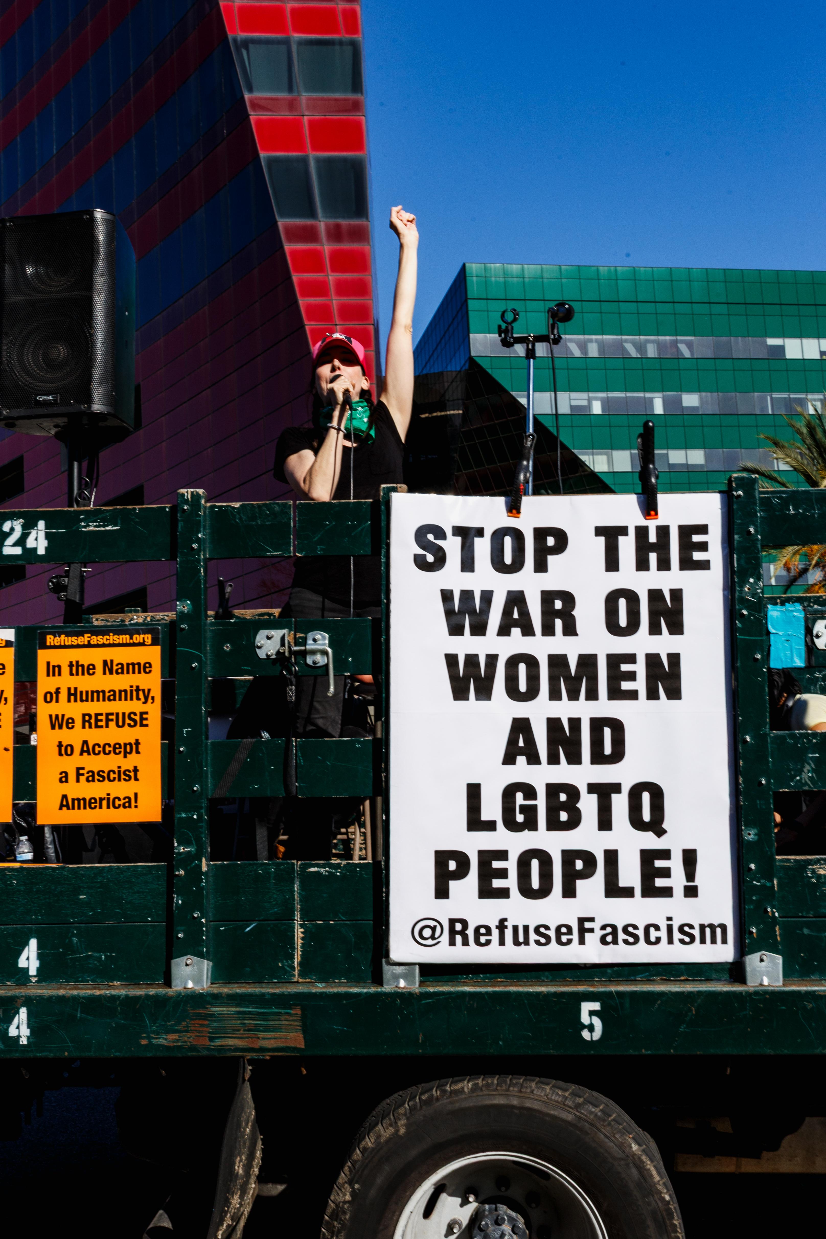 International Women's Day protest in Los Angeles. Stop The War On Women and LGBTQ People!