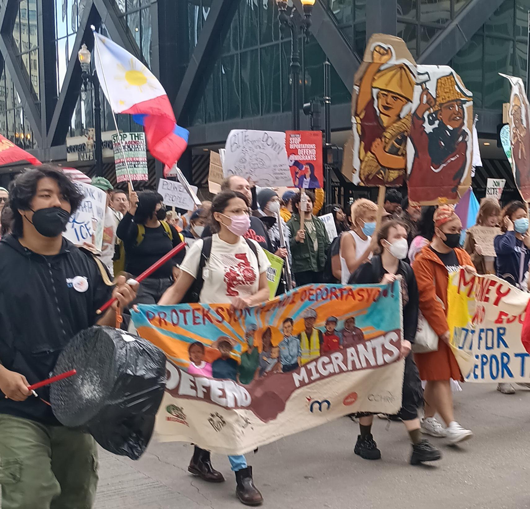 Chicago May 1 2025 protest. Defend immigrant rights.