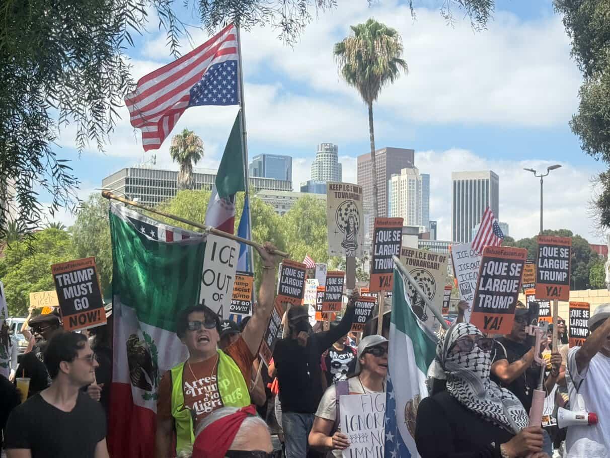 150 people took to the streets of Los Angeles in a defiant and boisterous  “March for Humanity” July 26, 2025.