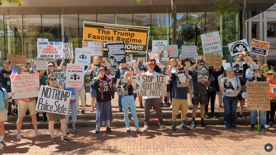 Blow the Whistle on ICE protest in Seattle.