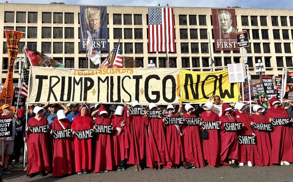 Handmaids in front of the Labor Department in Washington DC.