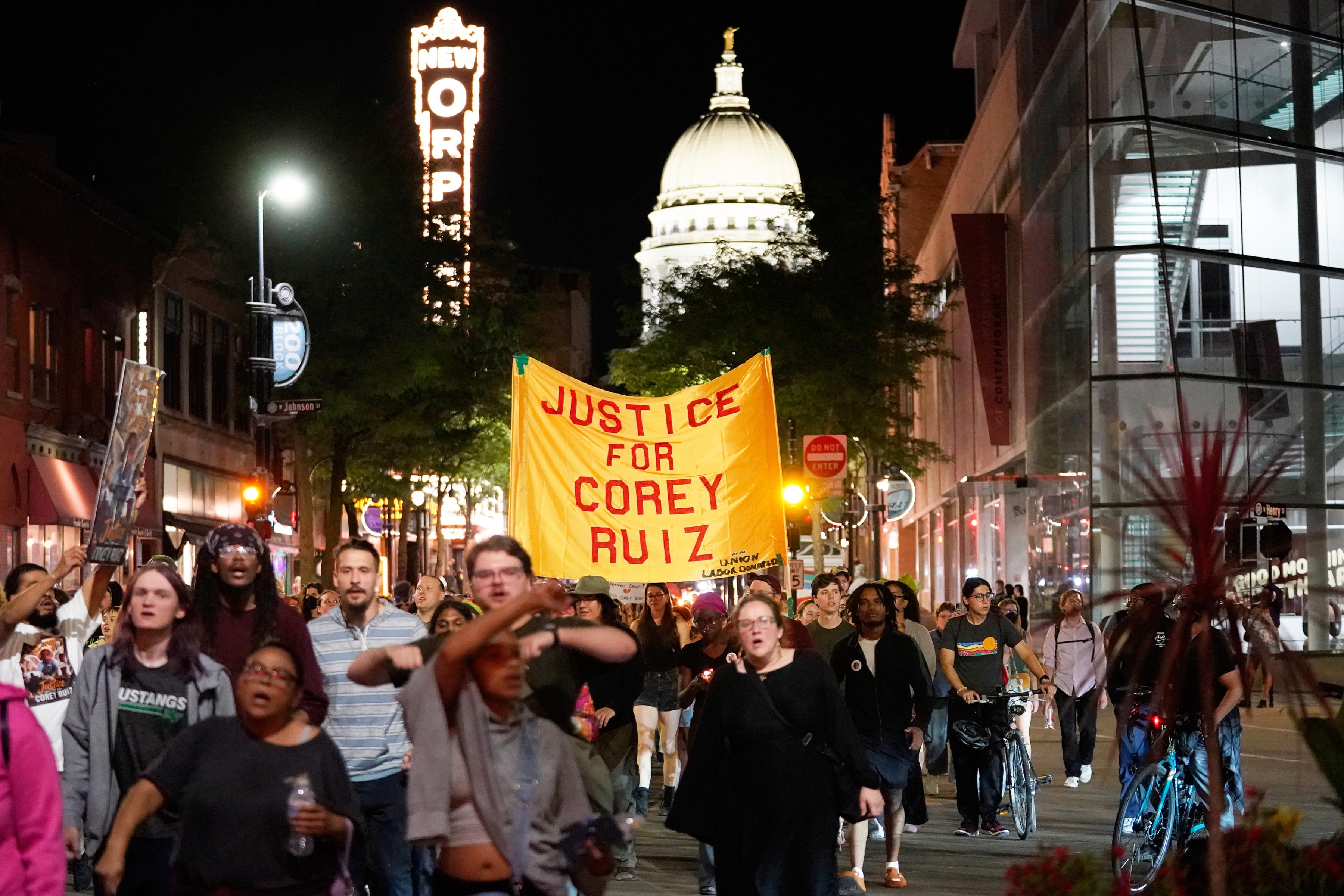 Protest for Corey Ruiz murdered by cops in Madison, July 23, 2026.