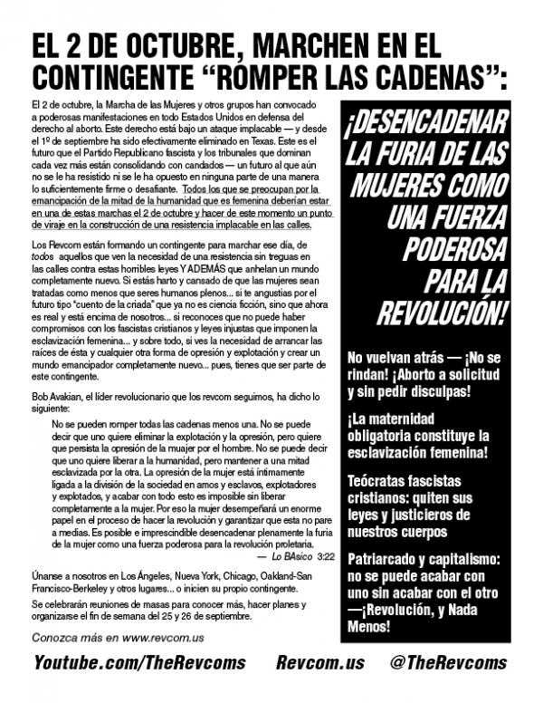 El 2 de octubre, marchen en el contingente "Romper las Cadenas"