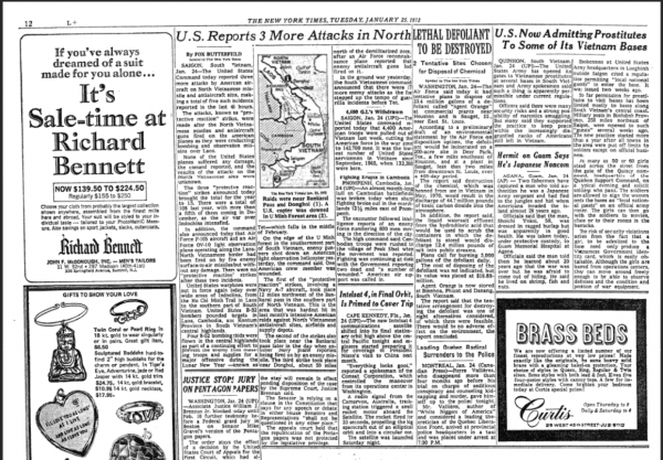  New York Times, January 25, 1972: “U.S. Now Admitting Prostitutes To Some of Its Vietnam Bases.”