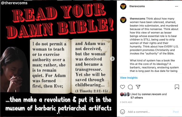 Tweet that says put the damn bible in the patriarchal archives