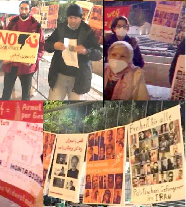 Dusseldorf protest at night
