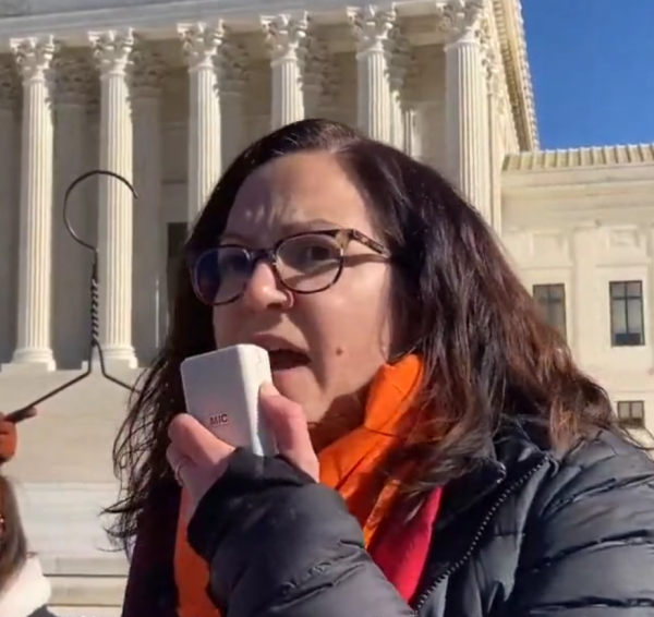 Sunsara Taylor at Supreme Court on Roe v Wade anniversary.