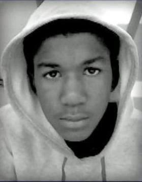 Trayvon Martin, in white hoody