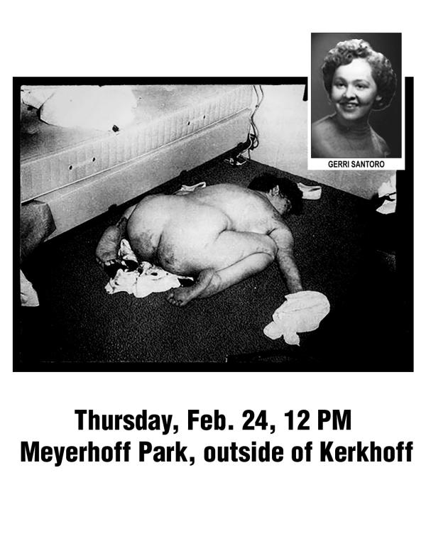 Picture of woman Gerri Santoro who died of botched abortion on flier for rally for abortion rights.