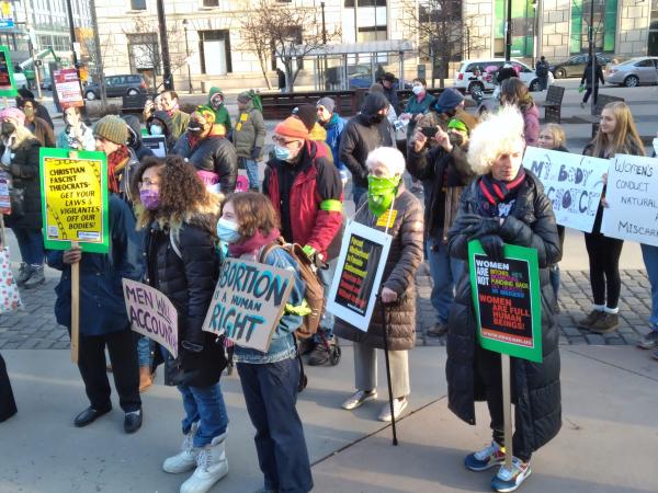 International women's Day rally in Cleveland.
