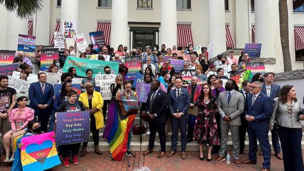 Florida students walk out to protest anti-LGBTQ legislation.