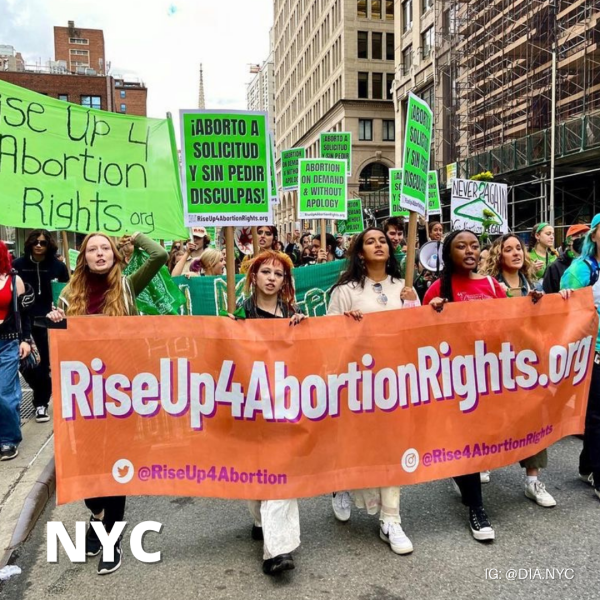 RiseUp4AbortionRights banner in New York City.