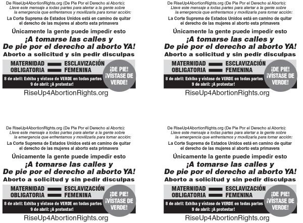 ¡A tomarse las calles y De pie por el derecho al aborto YA!