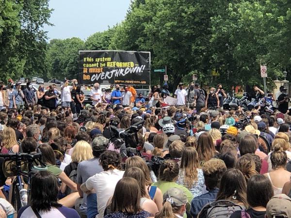 RevComs at rally protesting murder of George Floyd, Minneapolis.
