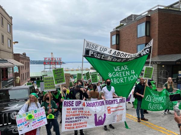 May 26, 2022 in Seattle people march to stop the overturn of Roe v Wade