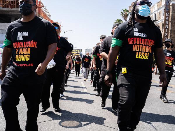 Los Angeles May Day, RevComs marching.