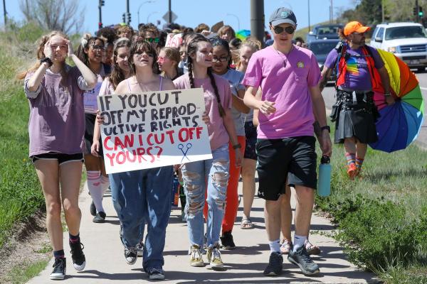In Colorado, Green Mountain High School students walk out for abortion rights.
