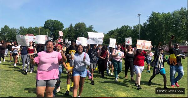 More than 100 students at Waggener High School in Louisville, Kentucky walked out of class for abortion rights.