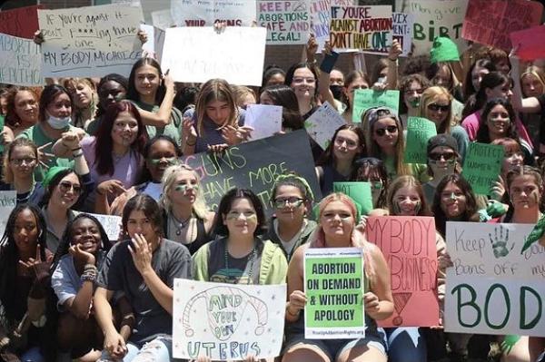 Austin, Texas, Ann Richards High School students walk out for abortion rights.