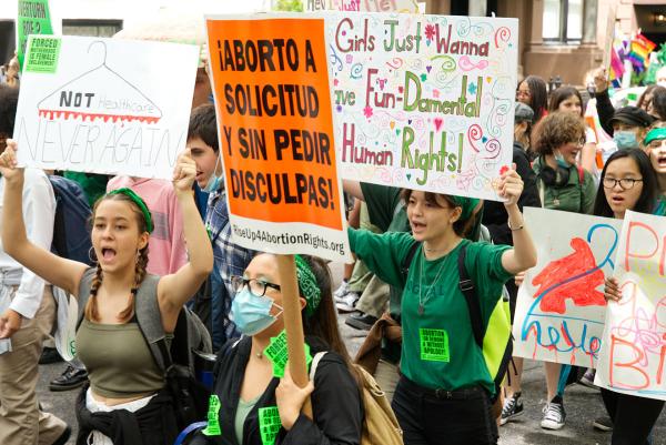 Young people walk out of school and join RU4AR at Union Square.