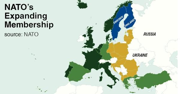 map NATOs expanding membership including Sweden and Finland