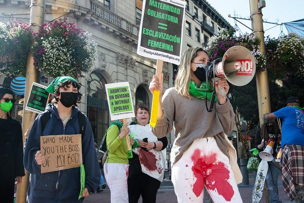 San Francisco Market Street RU4AR call for people to come in the streets for abortion rights, June 10.