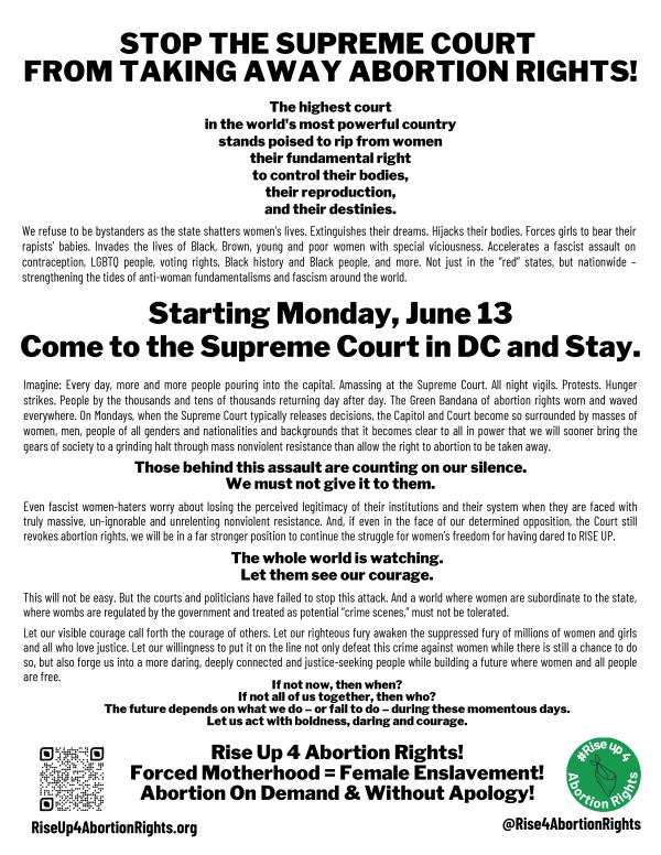 Come to DC and stay to battle for abortion rights.