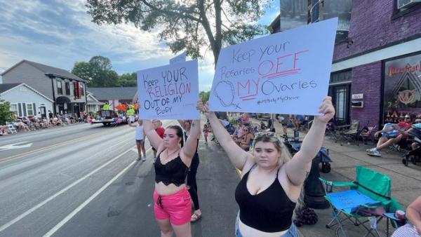 Abortion rights protest, Madison, Indiana, July 2