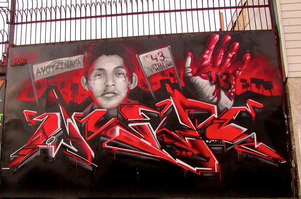 Brooklyn mural in memory of 43 students kidnapped in Ayotzinapa, Mexico.