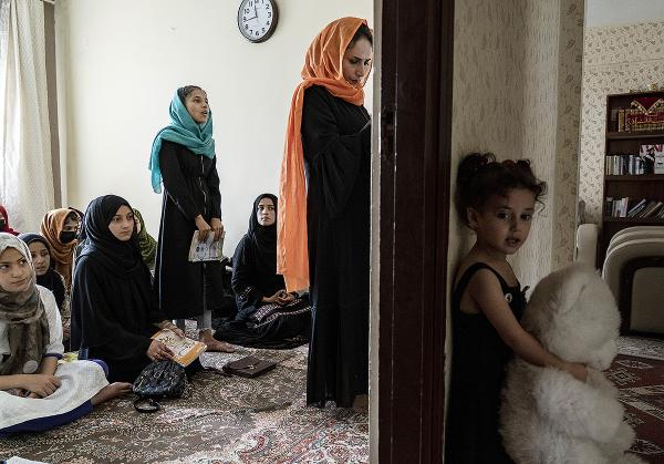 One year after the Taliban ruled girls could not attend school, Afghan girls attend a class in an underground school, in Kabul, Afghanistan, July 30, 2022.