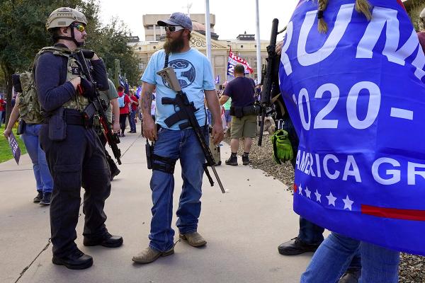 Pro-Trump supporters, election deniers, rally outside Phoenix capitol, November 2020.