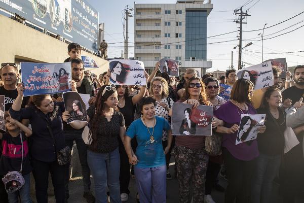 Kurds protest the murder of Mahsa Amini in Sulaimaniyah, Iran on September 28, 2022.