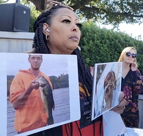 Alabama prisoner, "before" and "after" photo of prisoner beaten to death.