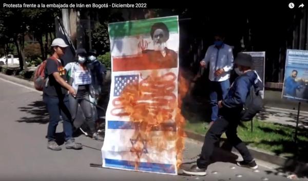Protest at iran Embassy in Bogota, Colombia, December 25, 2022.