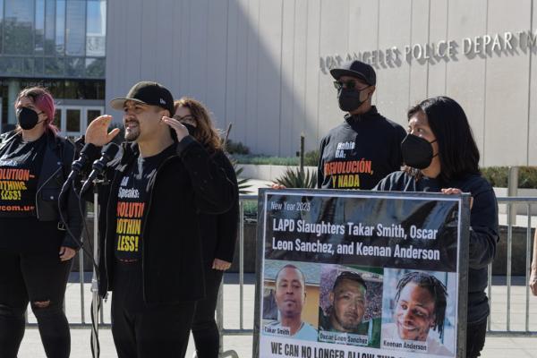 Revolution Club protest January 16, 2023 against the LAPD