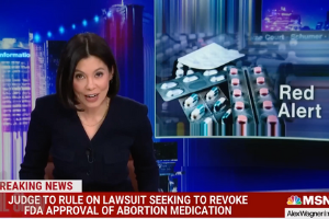 Screenshot from MSNBC on the abortion pill ban.