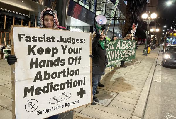 Seattle, RU4AR, protest about threat to Mifepristone, February 25, 2023.