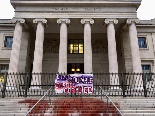 Marseille, France, March 8 IWD, bloody Justice Dept