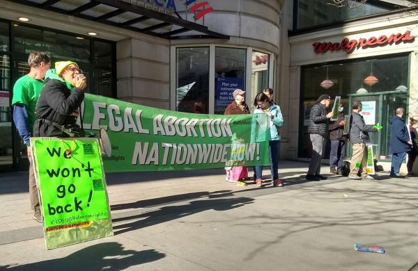 Boston, protest Texas judge ruling on abortion pill, April 8, 2023.