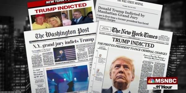 Newspaper headlines on Trump's indictment